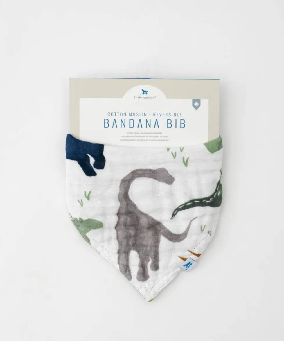 Little Unicorn Cotton Muslin Reversible Bandana Bib Dino Friends
