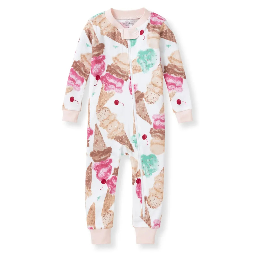 Burt's Bees Organic One-Piece Snug Fit Sleeper Ice Cream Social