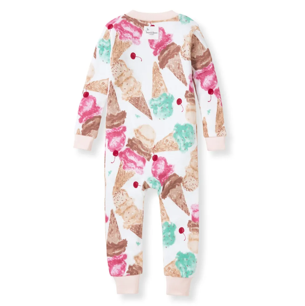 Burt's Bees Organic One-Piece Snug Fit Sleeper Ice Cream Social
