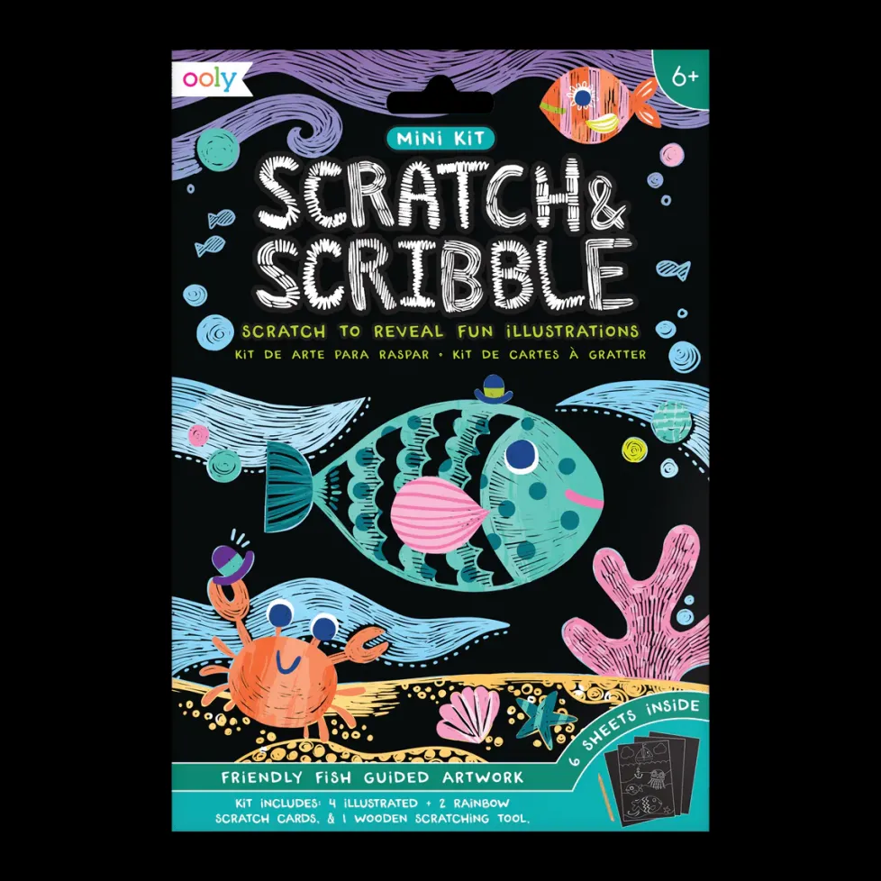Ooly Scratch & Scribble Mini Scratch Art Kit - Friendly Fish