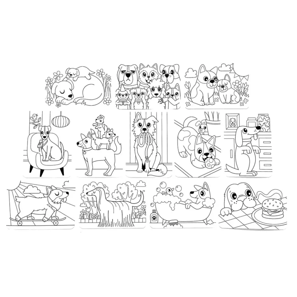 Ooly Undercover Art Hidden Pattern Coloring Activity Art Cards - Dog Days