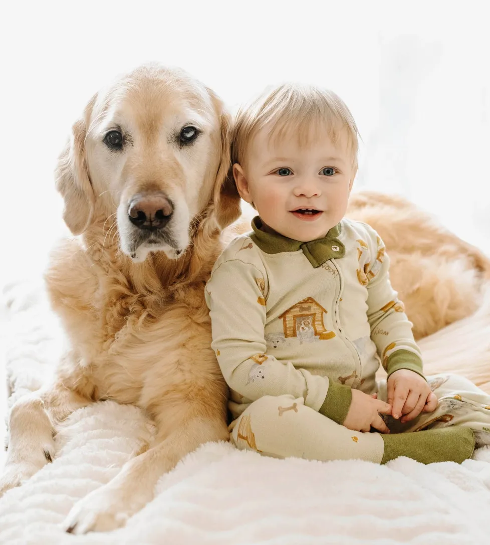 Burt's Bees Organic Baby One-Piece Sleep & Play Dog House