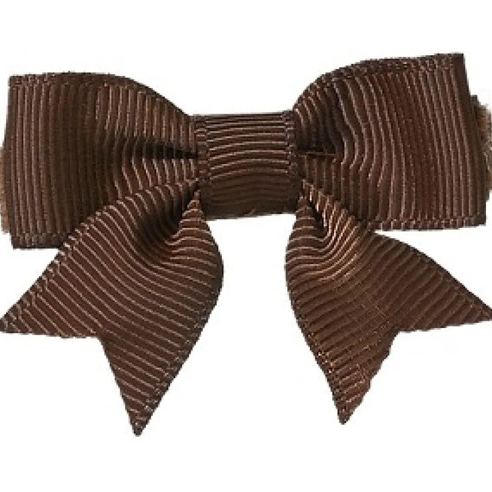 No Slippy Hair Clippy Emily Grosgrain Baby Bow Brown