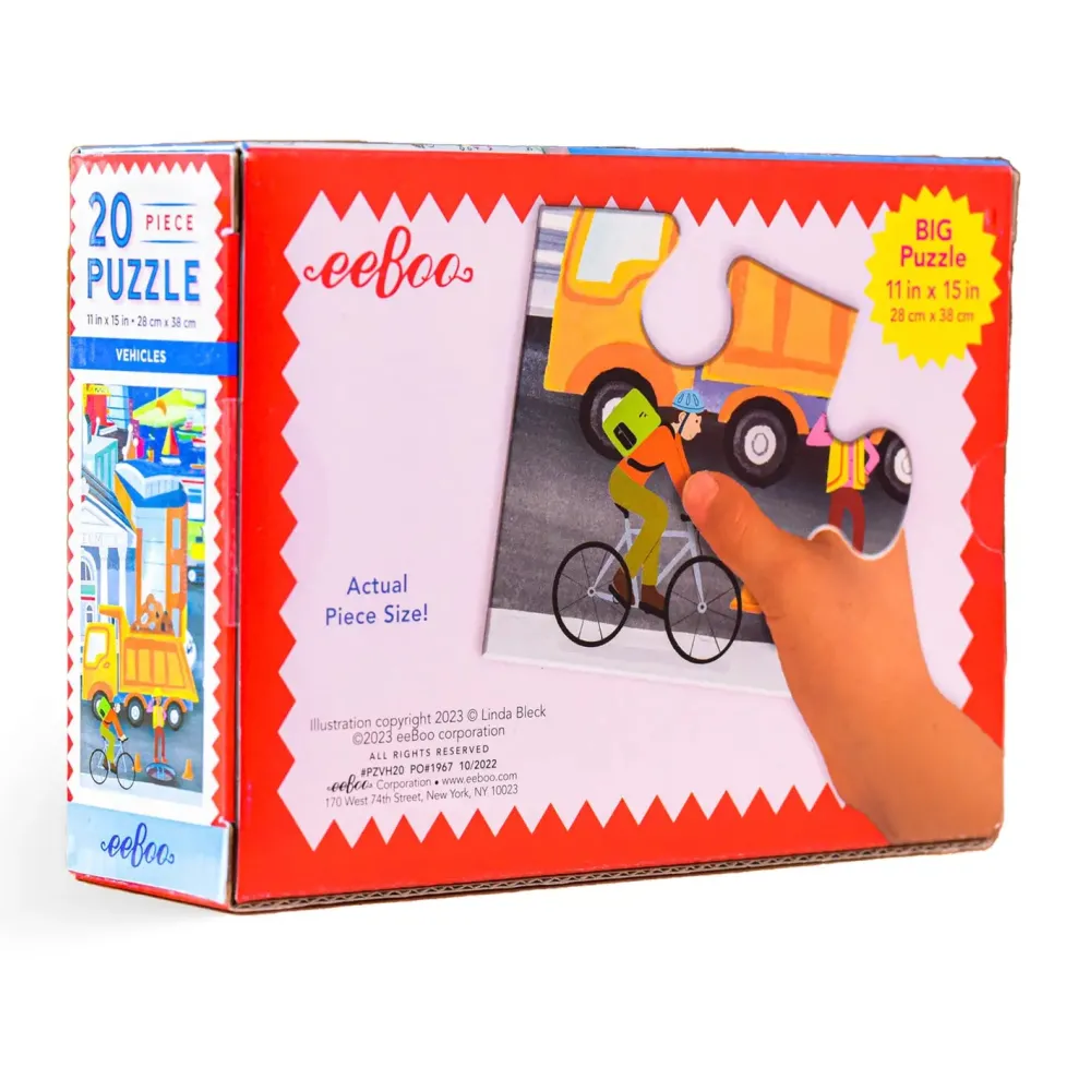 eeBoo 20 Piece Puzzle Vehicles