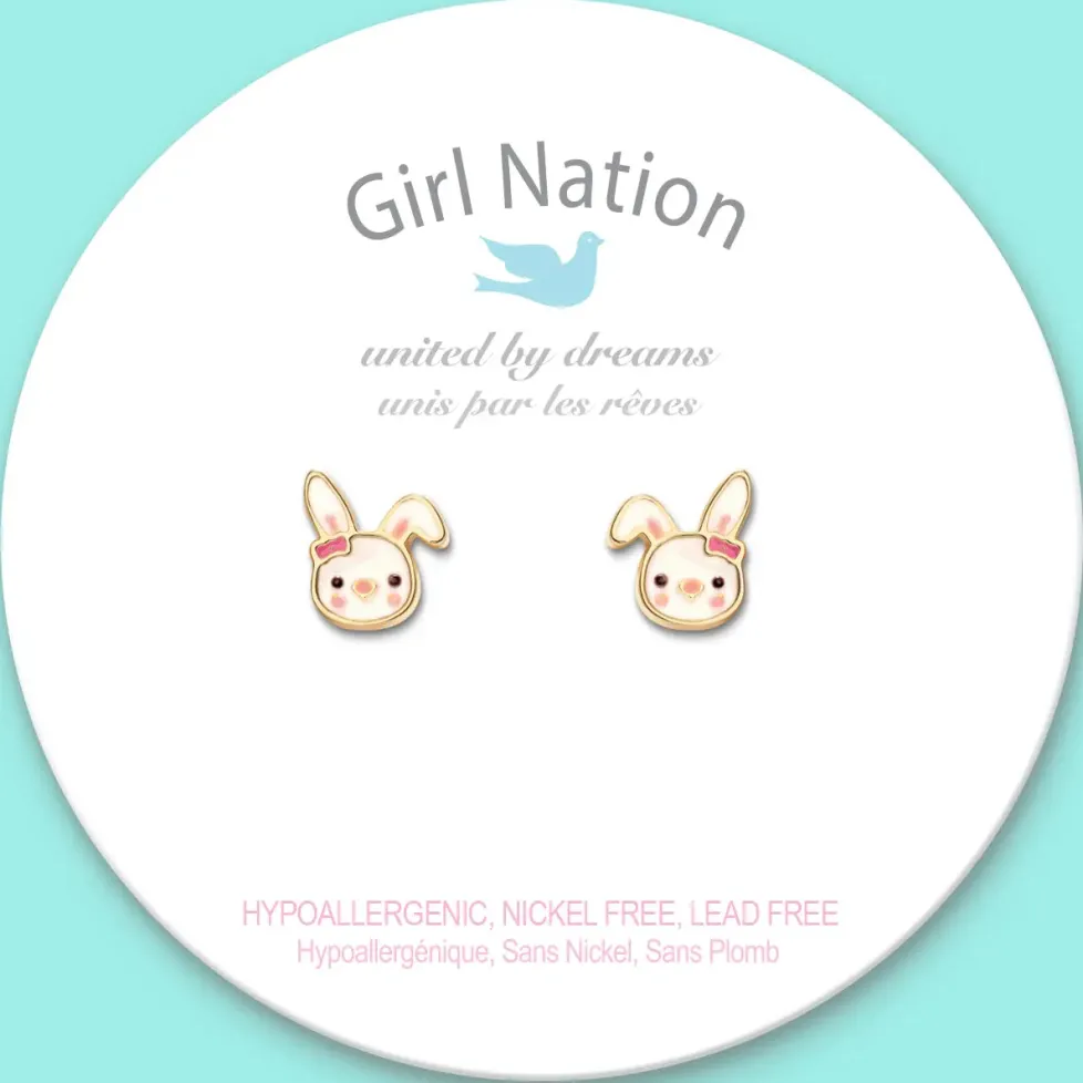 Girl Nation Easter Bunny Cutie Enamel Stud Earrings