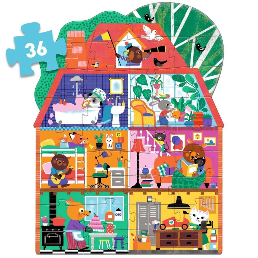Djeco Giant Floor Puzzle 36 Piece: The Little Buddies' House