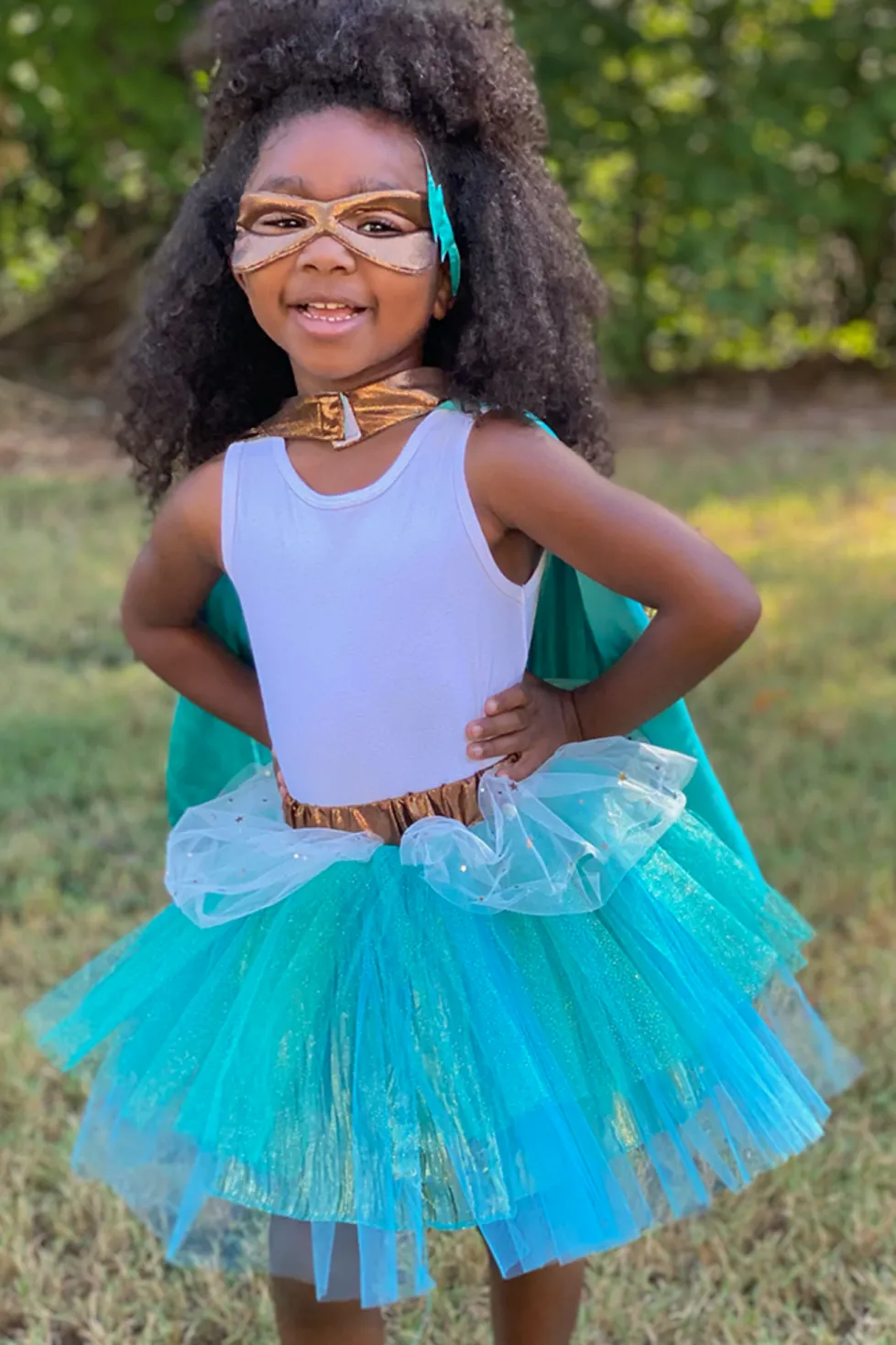 Great Pretenders Super Duper Tutu Cape & Mask Teal/Copper