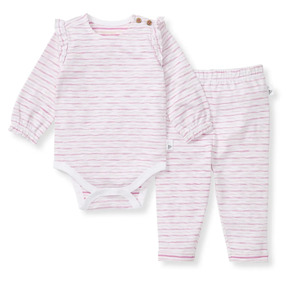 Burt's Bees Organic Baby Bodysuit Set Pink Slub Stripe
