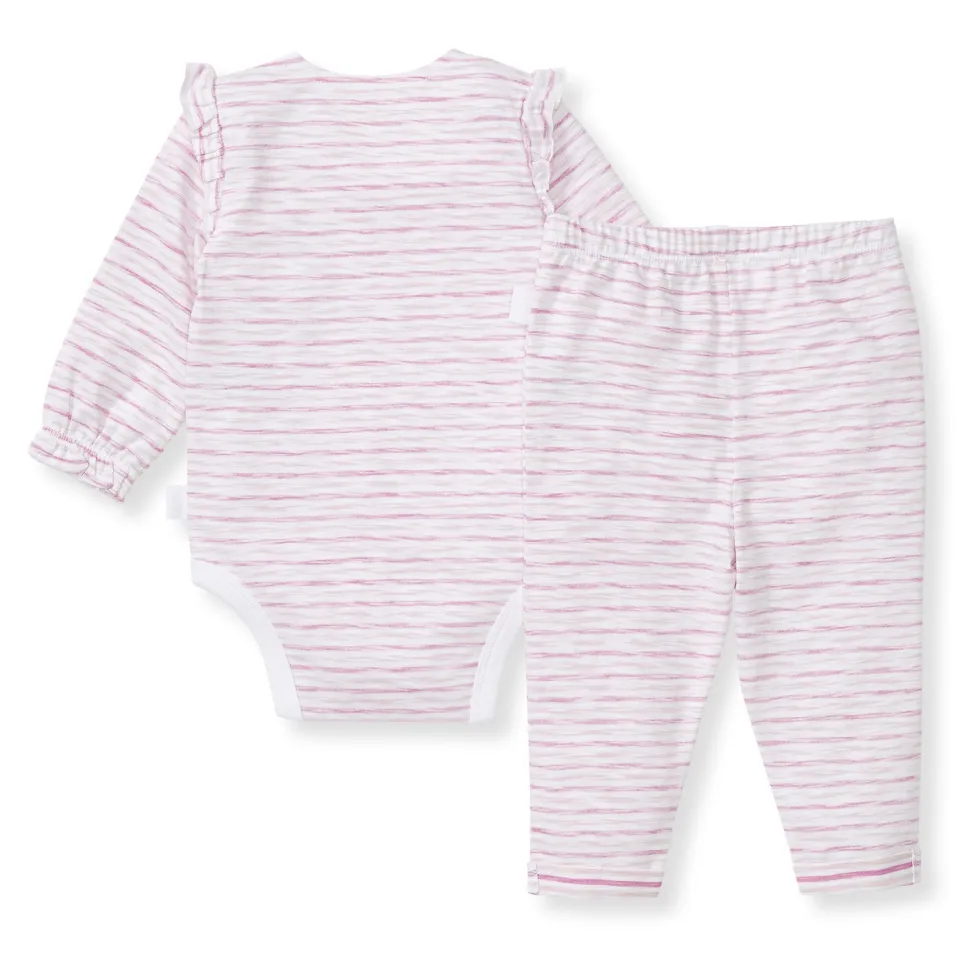 Burt's Bees Organic Baby Bodysuit Set Pink Slub Stripe