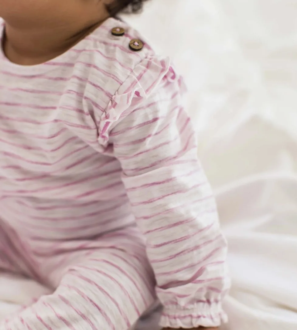 Burt's Bees Organic Baby Bodysuit Set Pink Slub Stripe