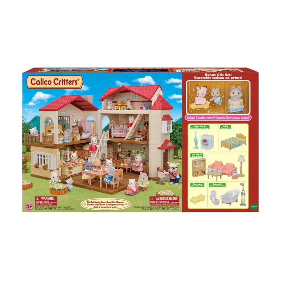 Calico Critters Red Roof Country Home Gift Set with Secret Attic Playroom