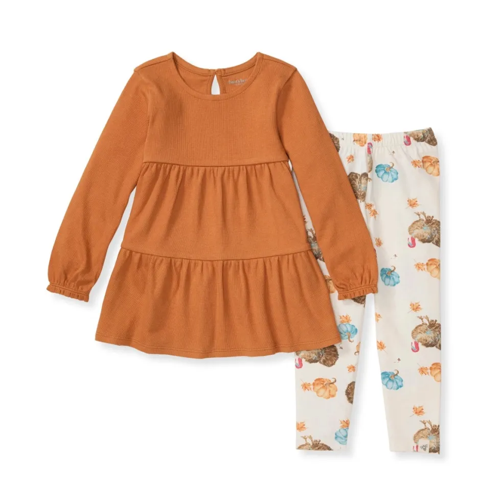 Burt's Bees Organic Baby Girl Turkey Time Shirt and Pant Set