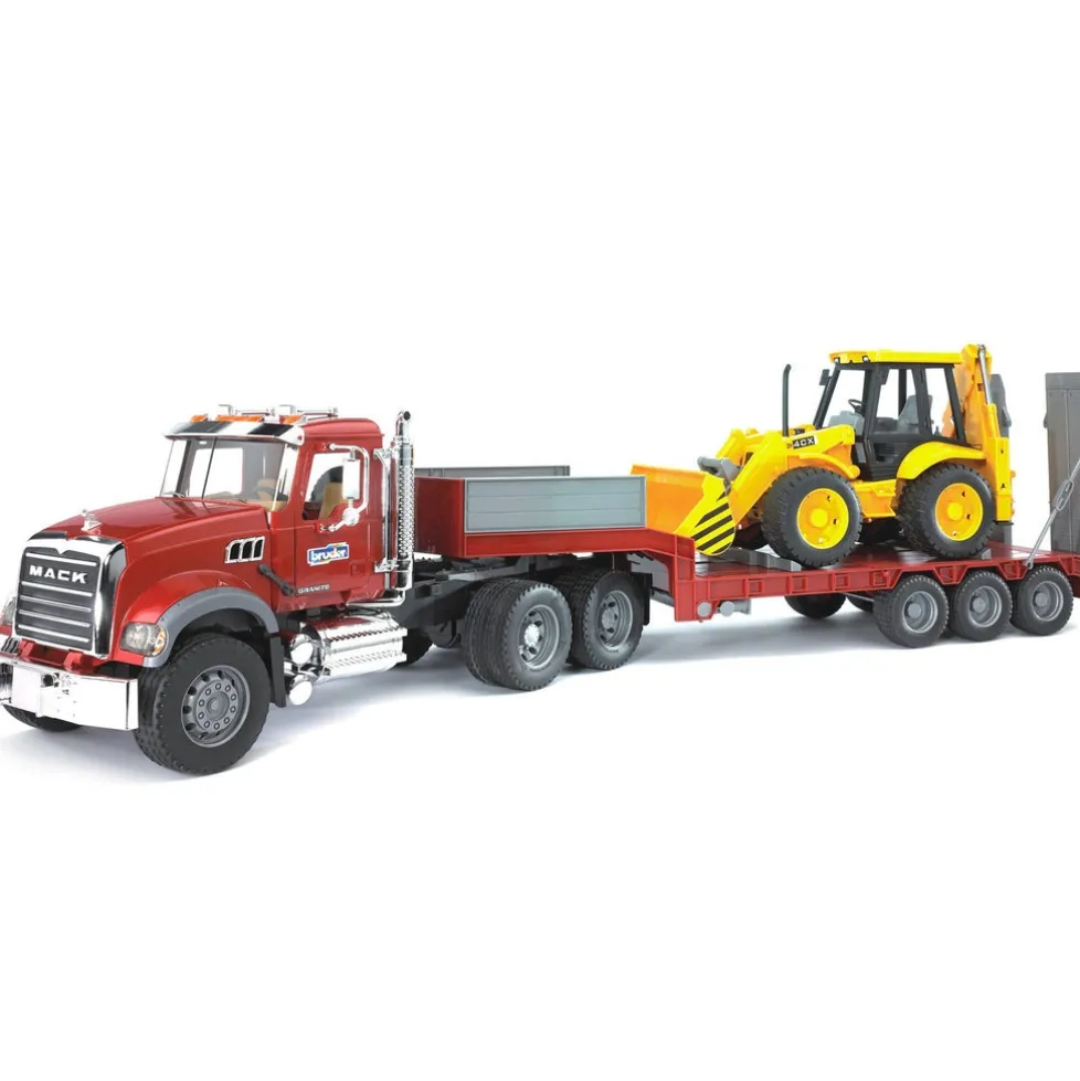 Bruder® MAC Granite Flatbed Truck with JCB Loader Backhoe