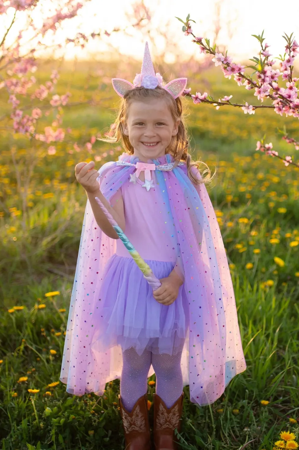 Great Pretenders Rainbow Unicorn Cape & Headband Size 4/6