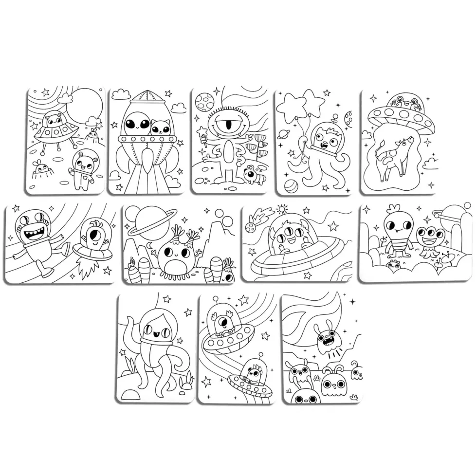 Ooly Undercover Art Hidden Pattern Coloring Activity Art Cards - Monsters Aliens