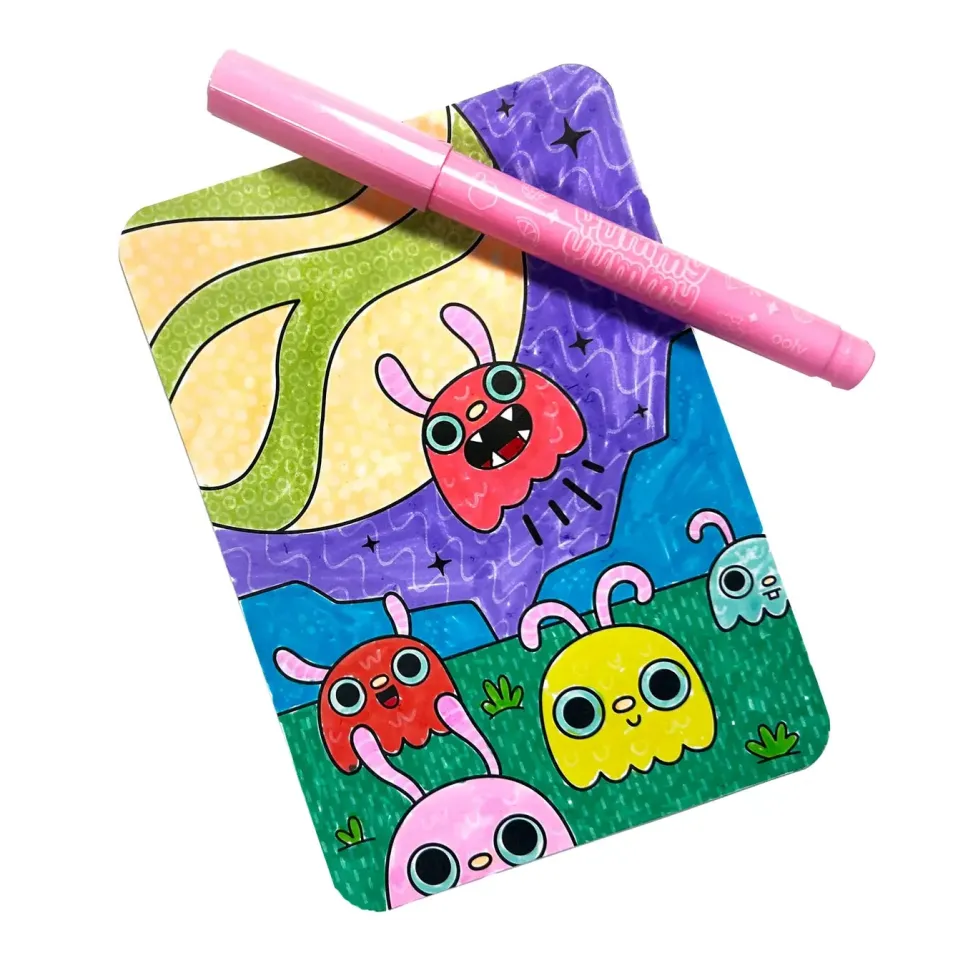 Ooly Undercover Art Hidden Pattern Coloring Activity Art Cards - Monsters Aliens