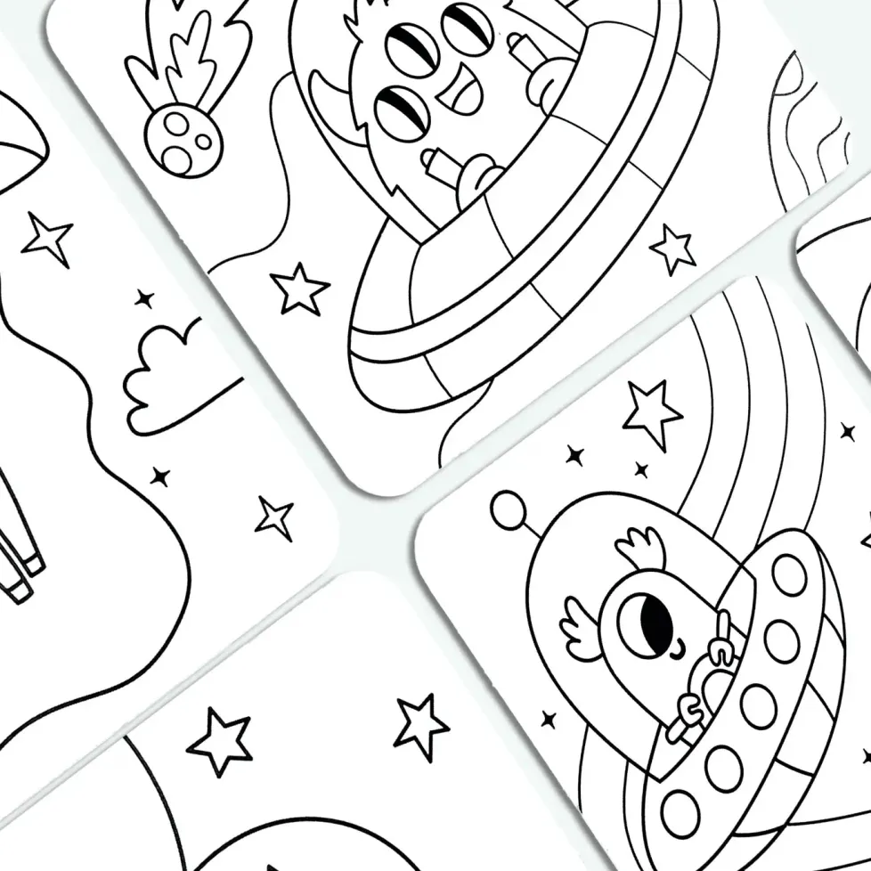 Ooly Undercover Art Hidden Pattern Coloring Activity Art Cards - Monsters Aliens