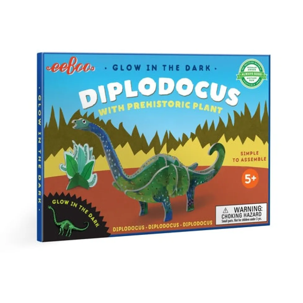 eeBoo Glow-in-the-Dark 3D Dinosaurs with Prehistoric Plants