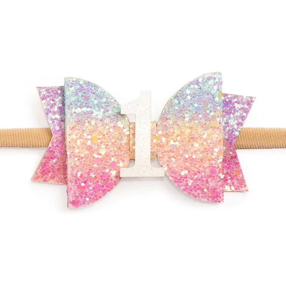 Sweet Wink: Pastel Rainbow Headband: 1st Birthday