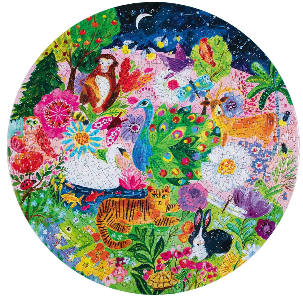 eeBoo 500 Piece Round Puzzle Garden Sanctuary