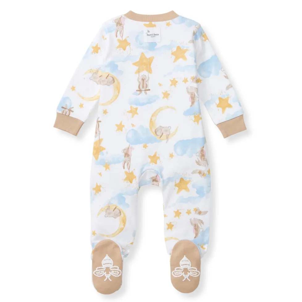 Burt's Bees Organic Baby One-Piece Sleep & Play Stardust Bunnies Blue