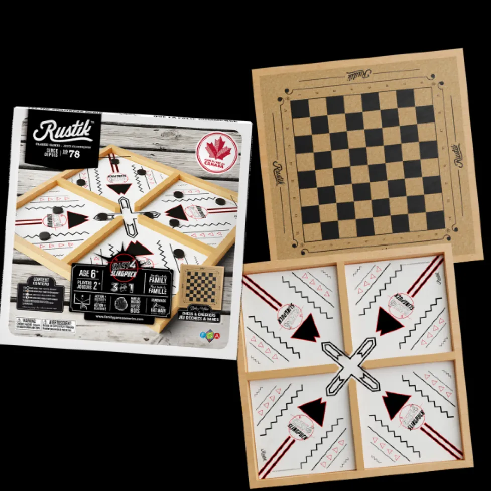 Rustik 3-in-1 Slingpuck/Shuffleboard/Chess/Checkers 3-in-1