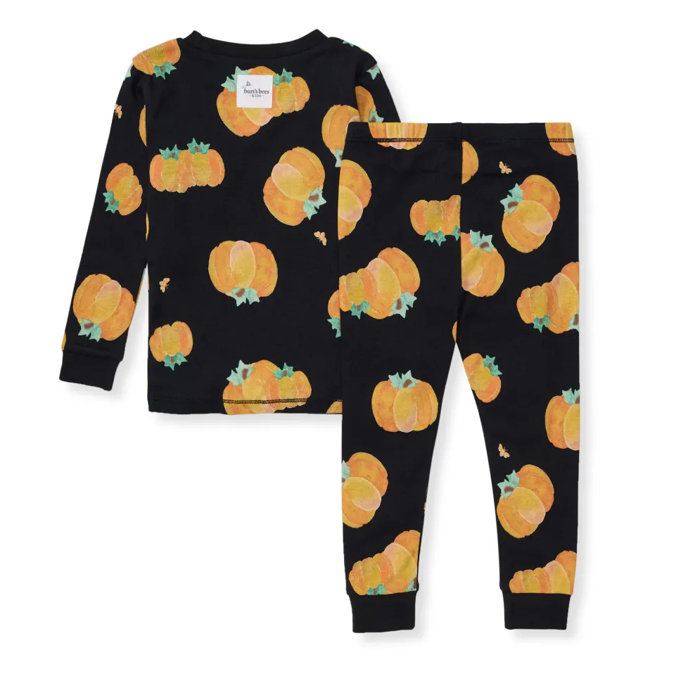 Burt's Bees Organic Snug Fit Two-Piece Pajamas Midnight Pumpkins