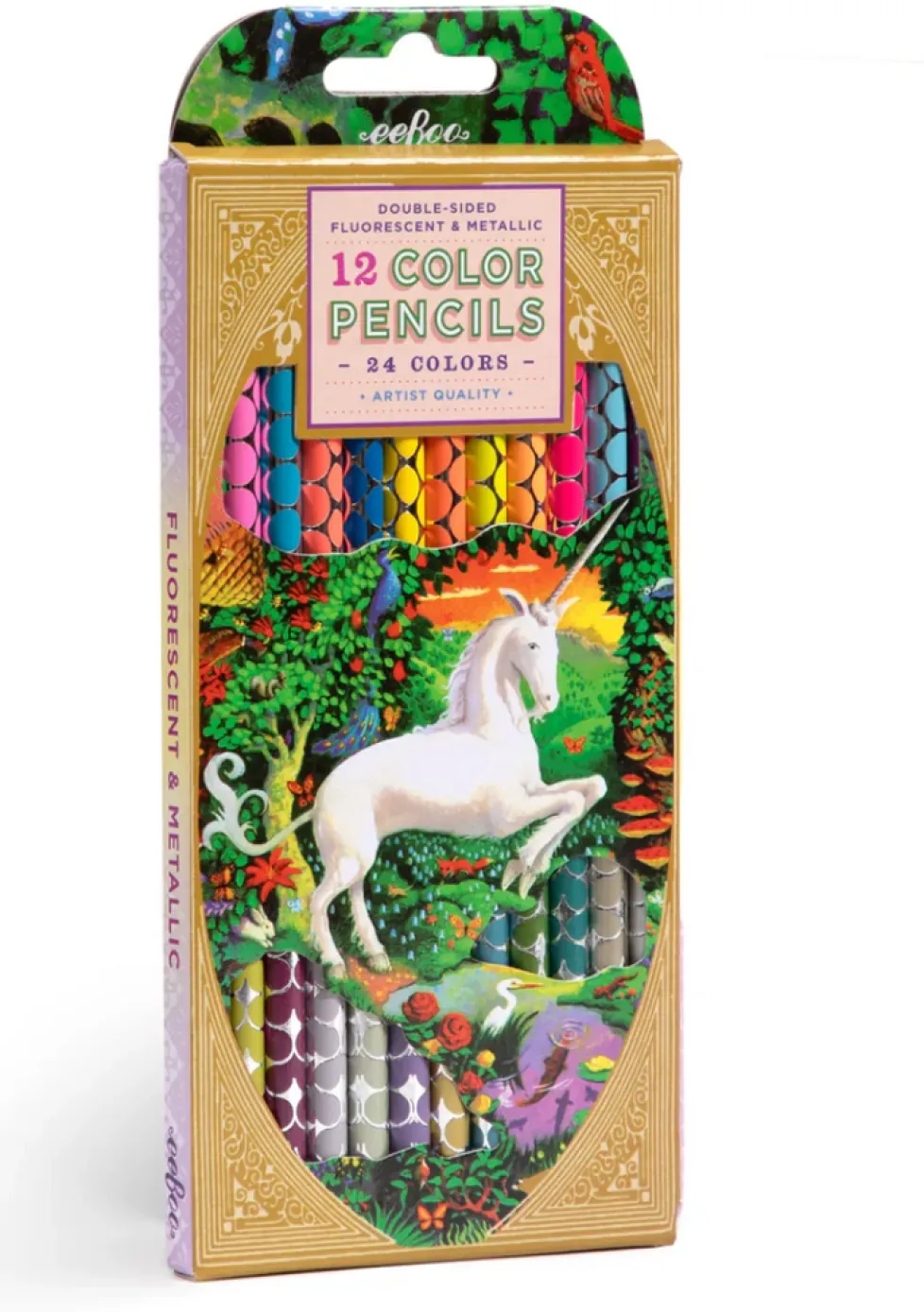 eeBoo Double-Sided Color Pencils 12 Piece Unicorn Garden
