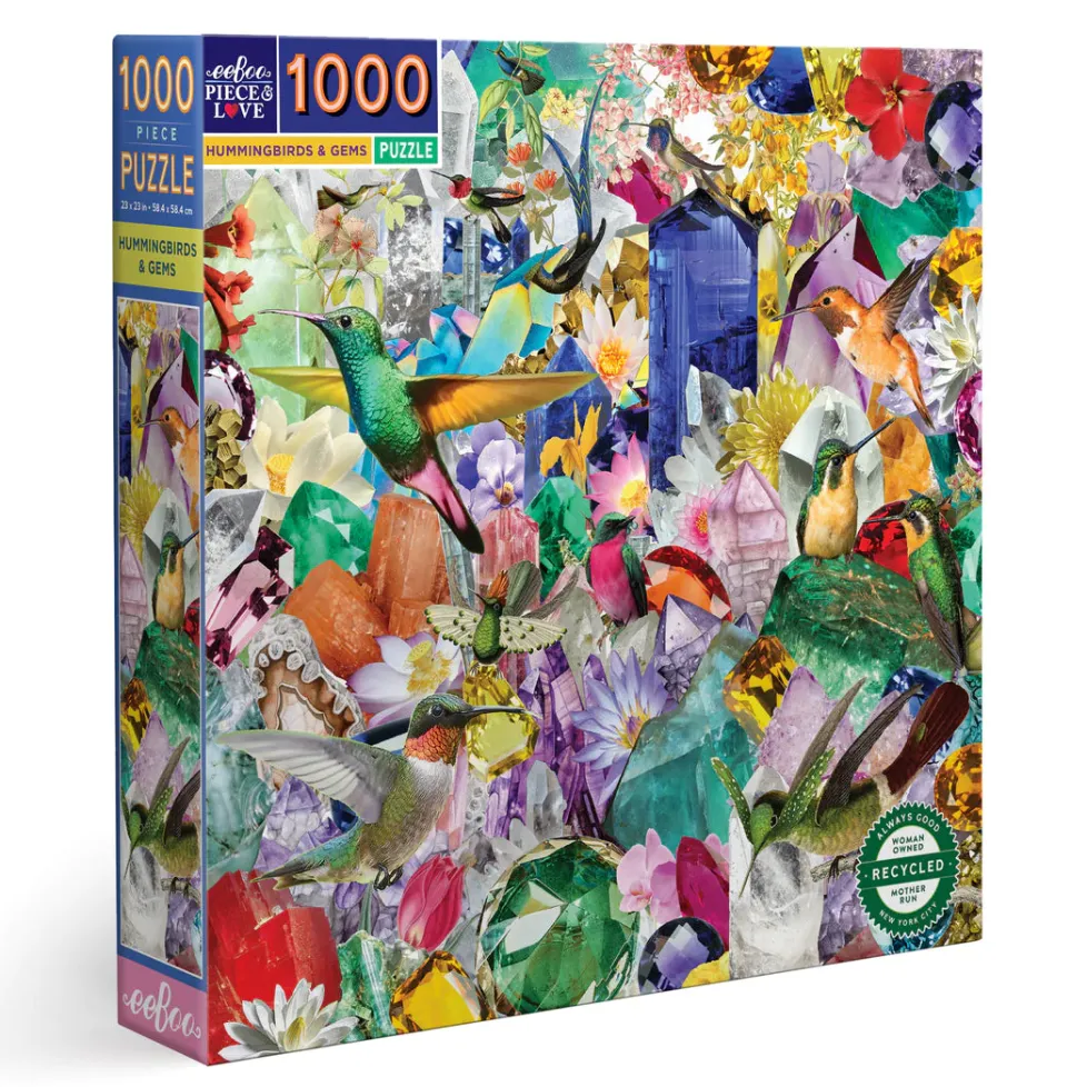 eeBoo 1000 Piece Puzzle Hummingbirds and Gems