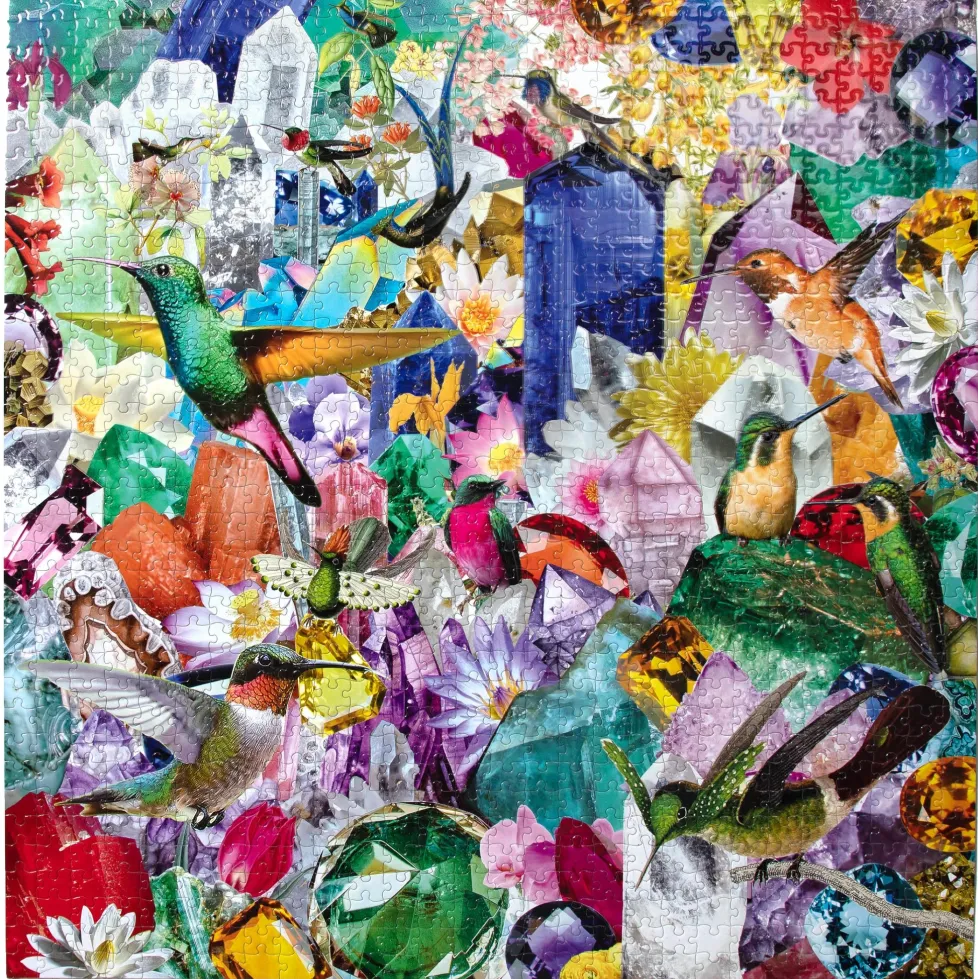 eeBoo 1000 Piece Puzzle Hummingbirds and Gems