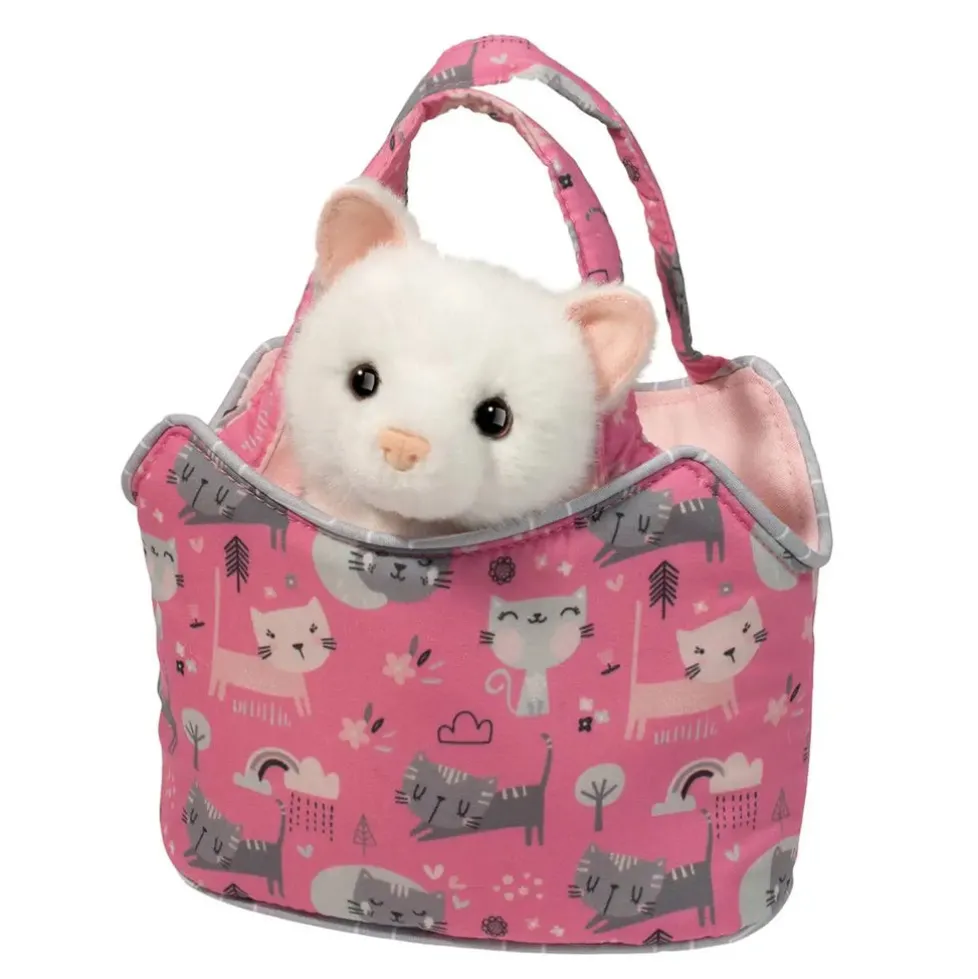 Douglas Sassy Pet Sak Purr-fect Pals with White Cat 6.5"