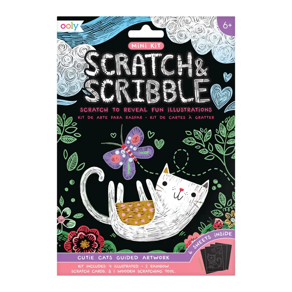 Ooly Scratch & Scribble Mini Scratch Art Kit - Cutie Cats