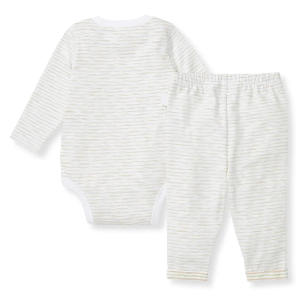 Burt's Bees Organic Baby Bodysuit Set Green Slub Stripe