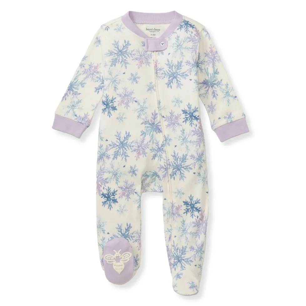 Burt's Bees Organic Baby One-Piece Sleep & Play Snowflake Flurries