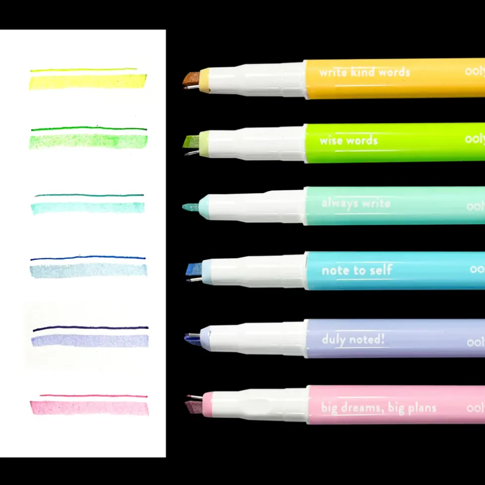 Ooly Noted! 2-in-1 Micro Fine Tip Pen and Highlighters - Set of 6