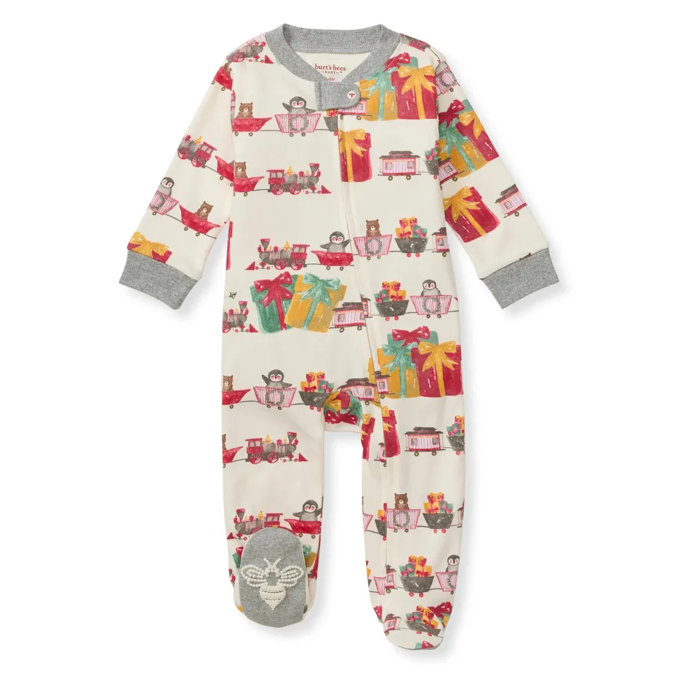 Burt's Bees Organic Baby One-Piece Sleep & Play Holiday Toy Train