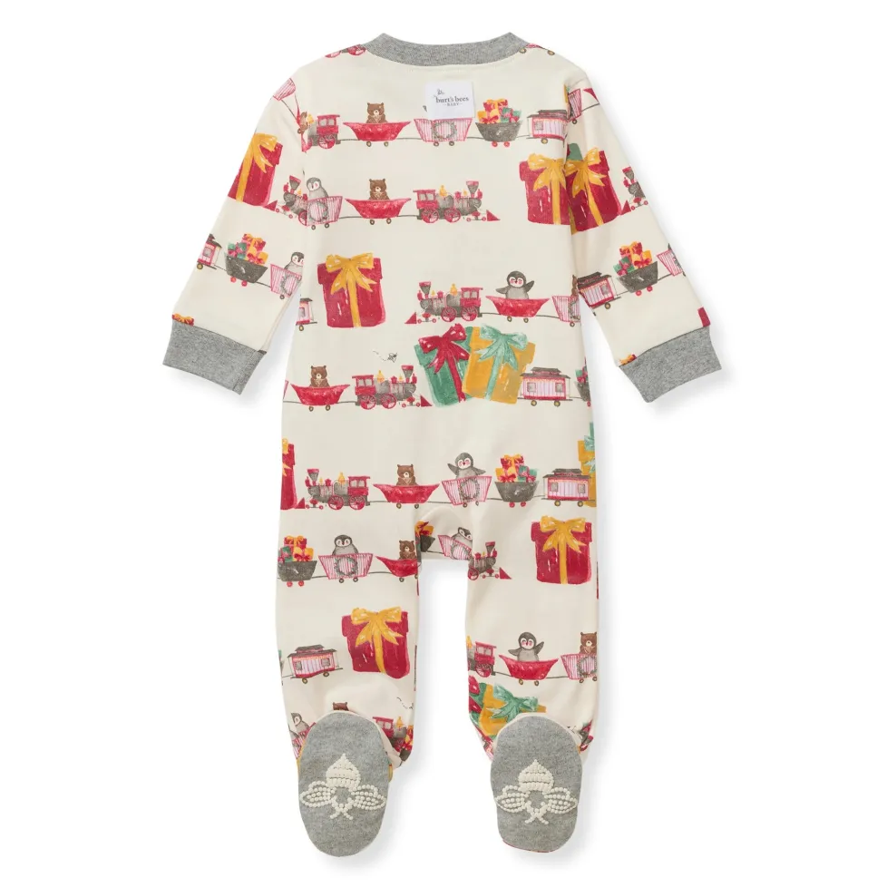 Burt's Bees Organic Baby One-Piece Sleep & Play Holiday Toy Train