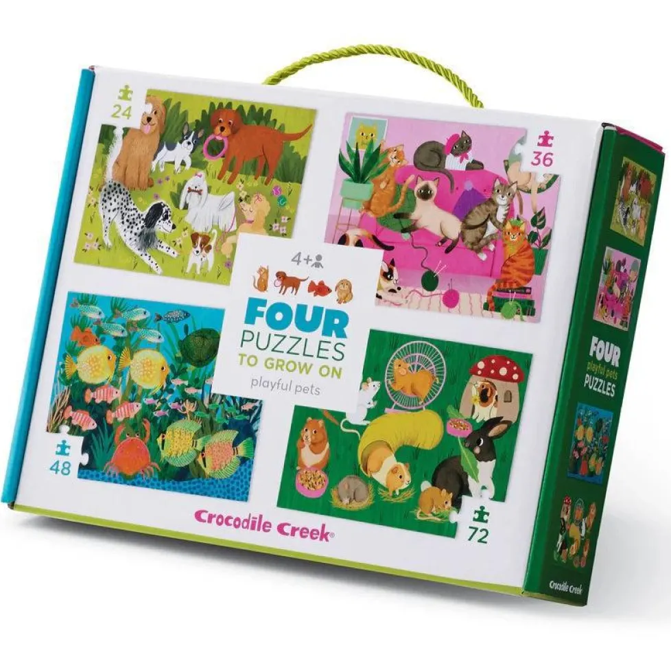 Crocodile Creek Four Puzzles: Playful Pets