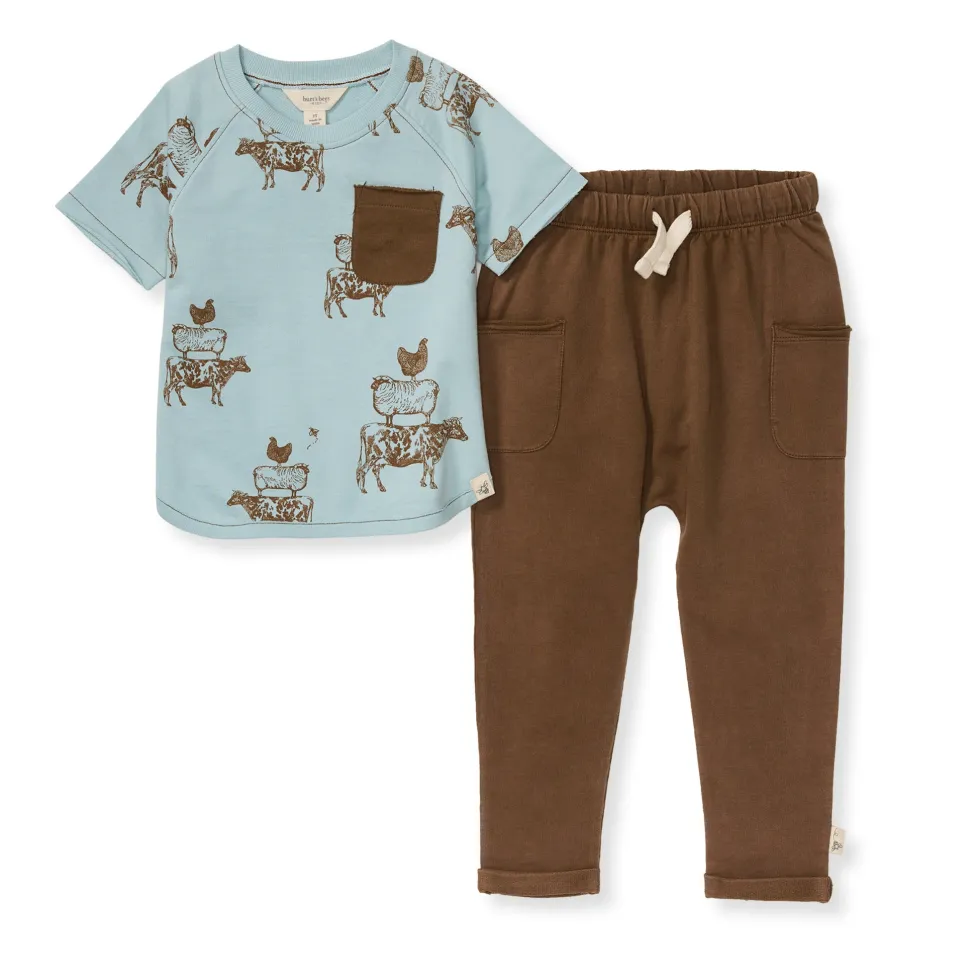 Burt's Bees Organic Baby Stacked Farm Animals Shirt and Pant Set