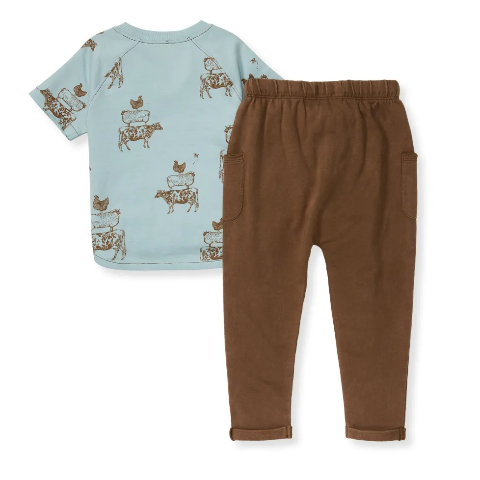 Burt's Bees Organic Baby Stacked Farm Animals Shirt and Pant Set