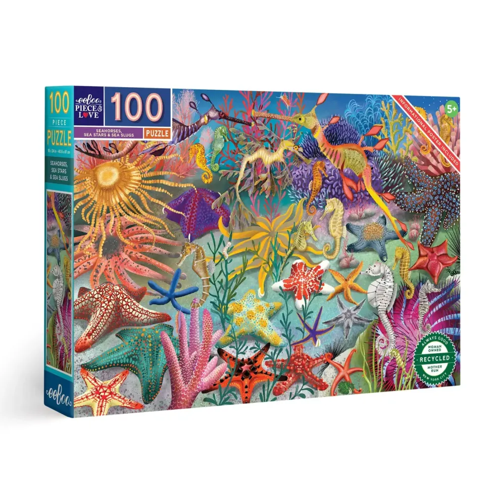 eeBoo 100 Piece Puzzle Seahorses, Sea Stars & Sea Slugs