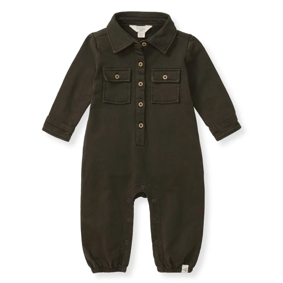 Burt's Bees Organic Baby Button Down Jumpsuit - Shadow