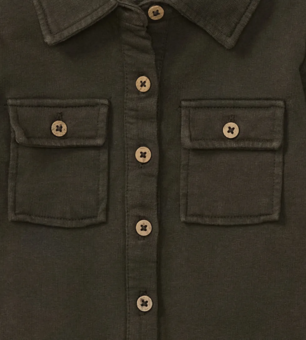 Burt's Bees Organic Baby Button Down Jumpsuit - Shadow