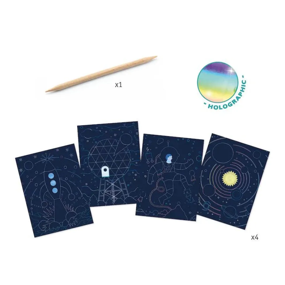 Djeco Metallic Scratch Card Activity Set: Cosmic Mission