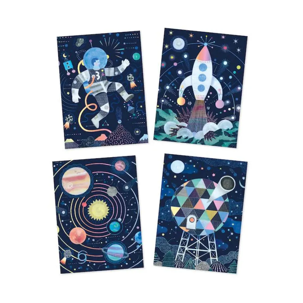 Djeco Metallic Scratch Card Activity Set: Cosmic Mission