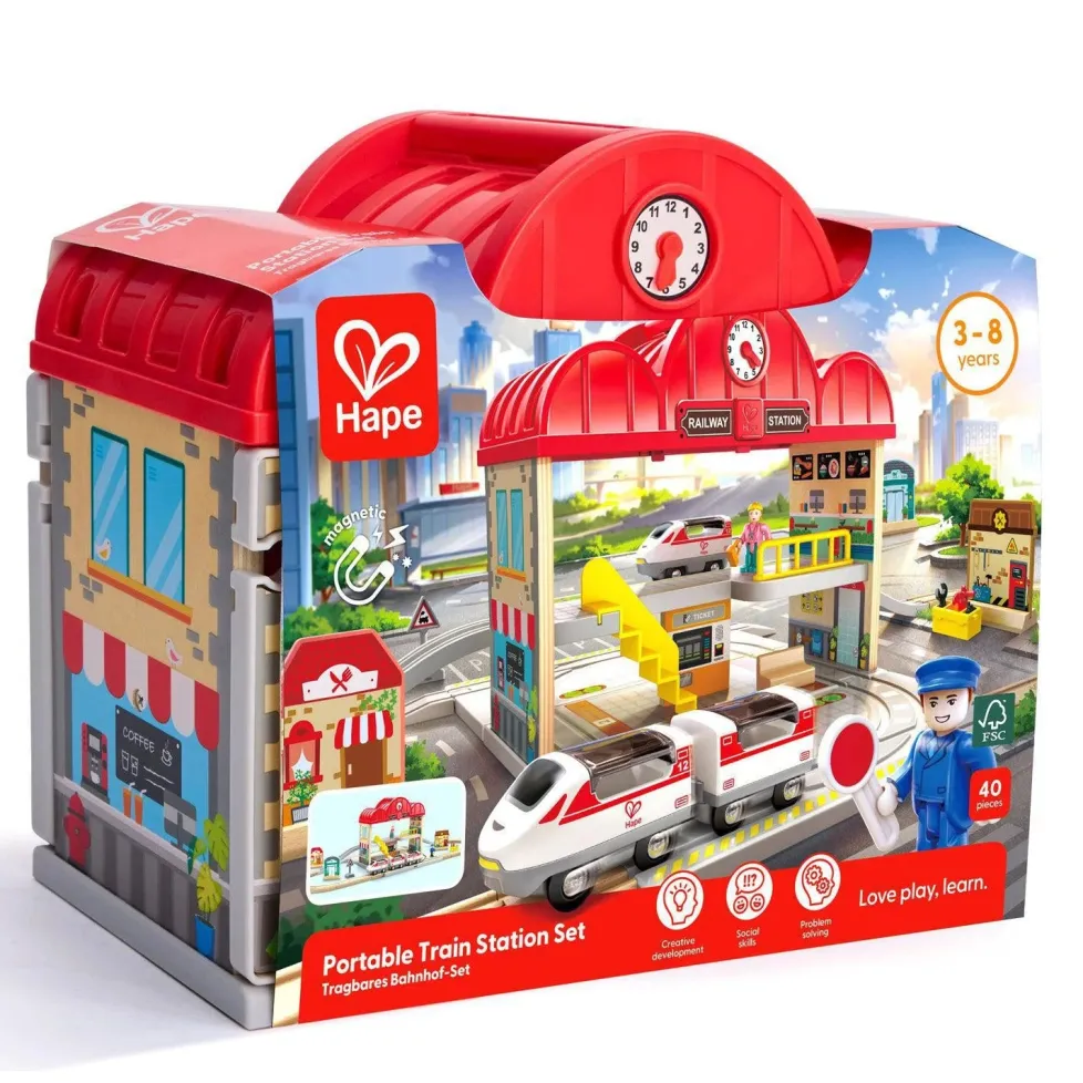 Hape Portable Train Station Set