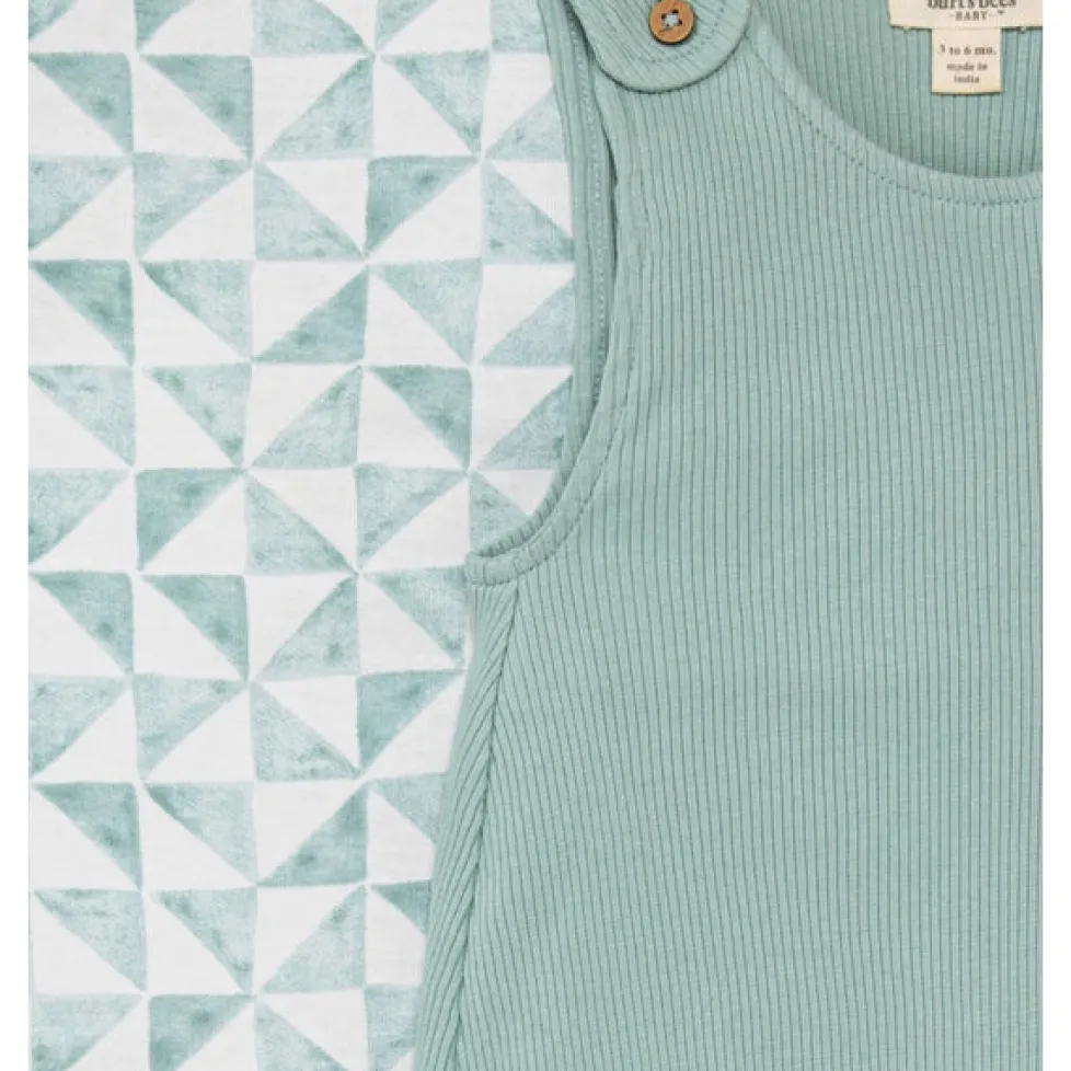 Burt's Bees Organic Baby Ribbed Jumpsuit & Tri Check Bodysuit Set