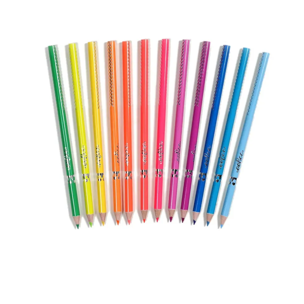 eeBoo Fluorscent Color Pencils 12 Hearts & Birds