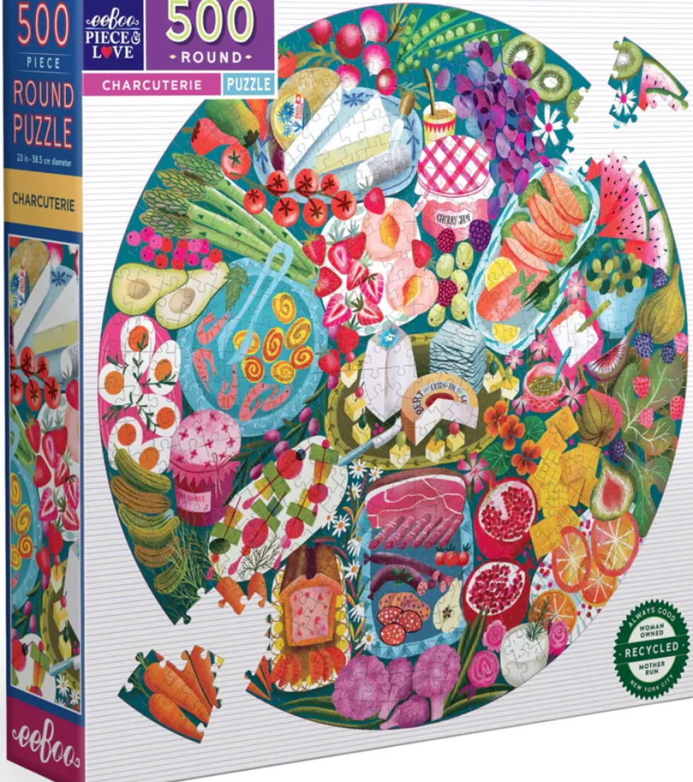 eeBoo 500 Piece Round Puzzle Charcuterie