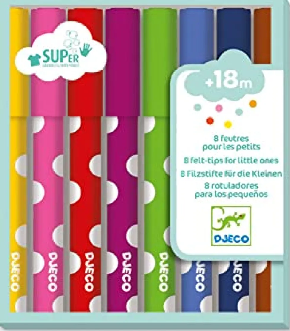Djeco 8 Felt Tip Markers for Little Hands